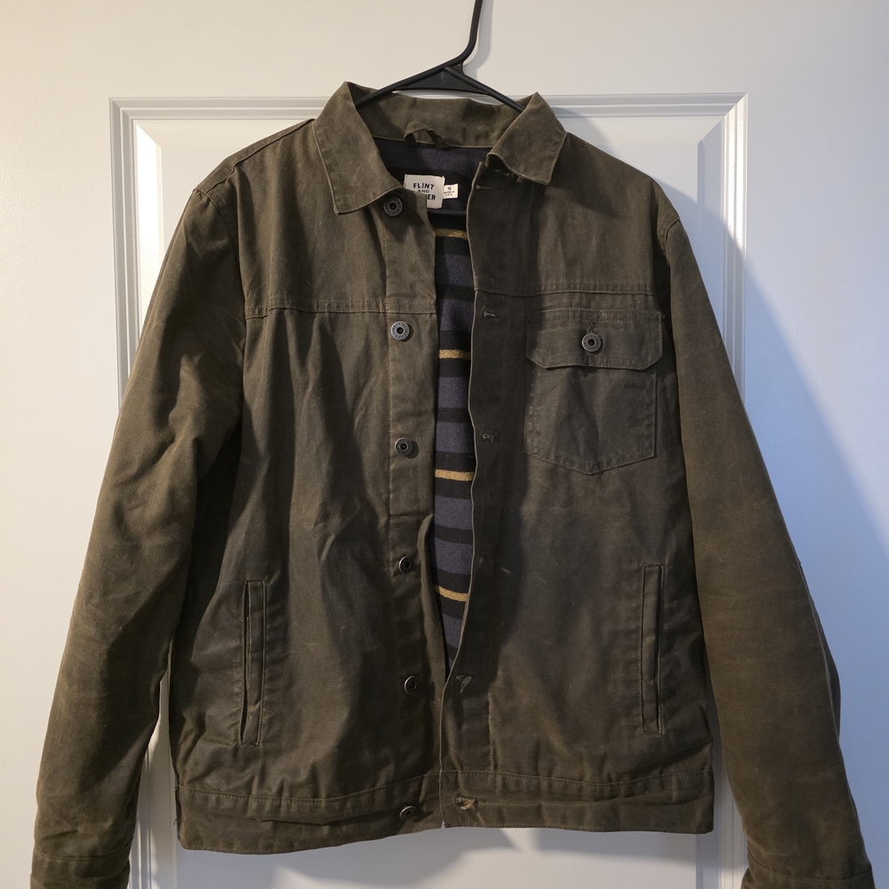 Men's Flint And Tinder Waxed Trucker Jacket Forest
